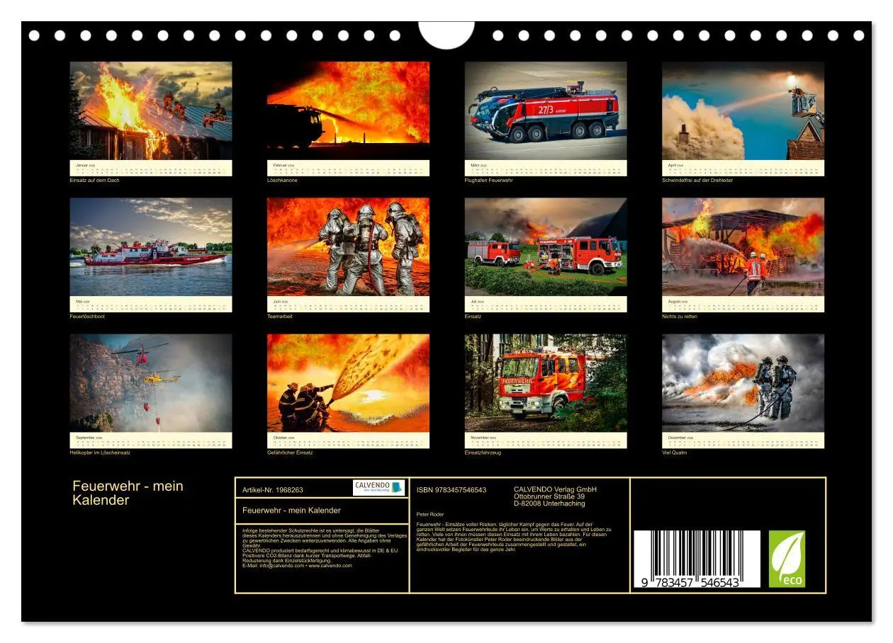 Bild: 9783457546543 | Feuerwehr - mein Kalender (Wandkalender 2026 DIN A4 quer), CALVENDO...