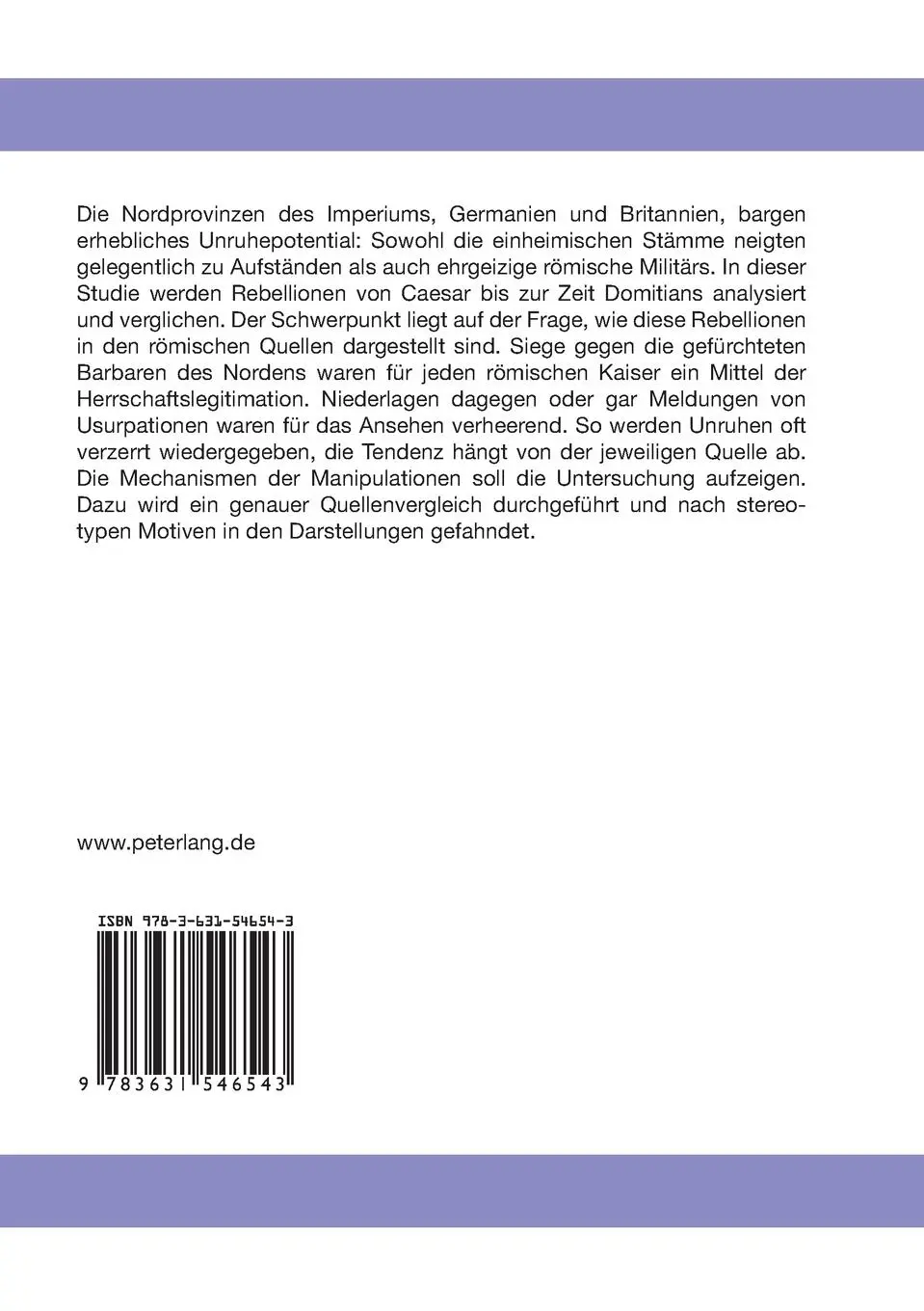 Rückseite: 9783631546543 | Aufstände in Germanien und Britannien | Jörg Daumer | Taschenbuch