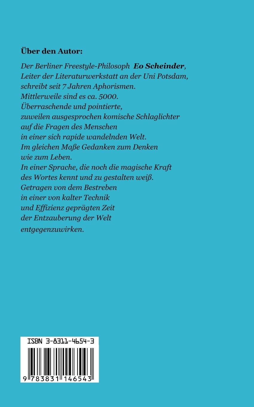 Rückseite: 9783831146543 | Zeitensprünge | Aphorismen zur Welt und zum Menschen | Eo Scheinder