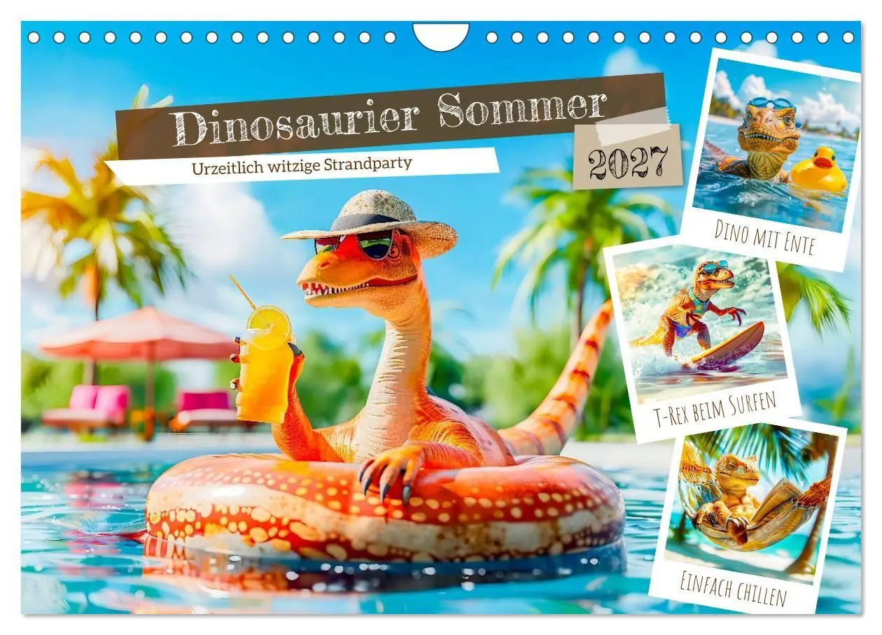 Cover: 9783516936643 | Dinosaurier Sommer - Urzeitlich witzige Strandparty (Wandkalender...