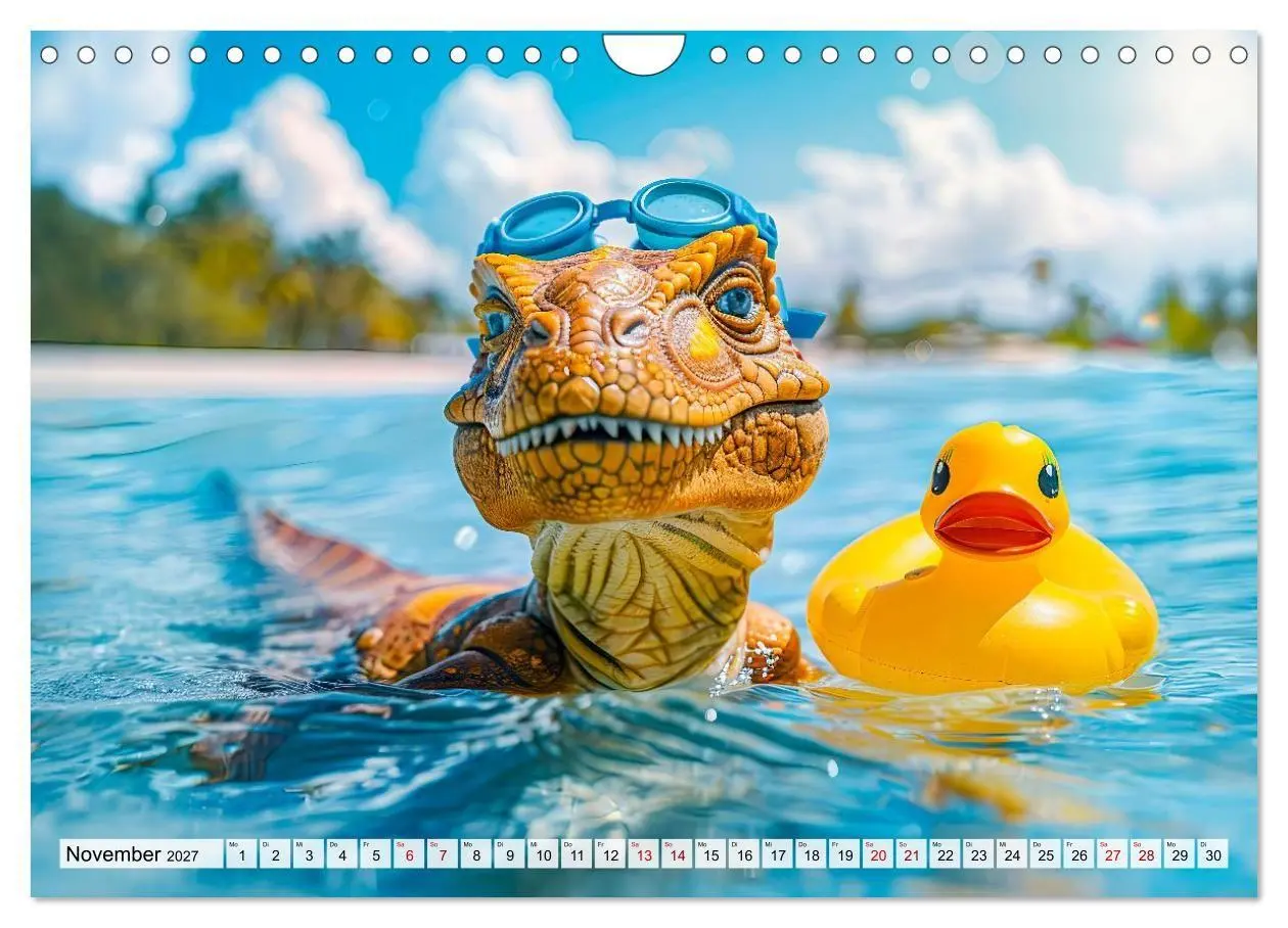 Bild: 9783516936643 | Dinosaurier Sommer - Urzeitlich witzige Strandparty (Wandkalender...