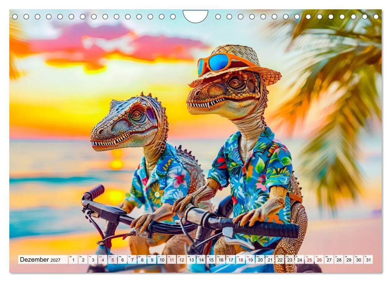 Bild: 9783516936643 | Dinosaurier Sommer - Urzeitlich witzige Strandparty (Wandkalender...
