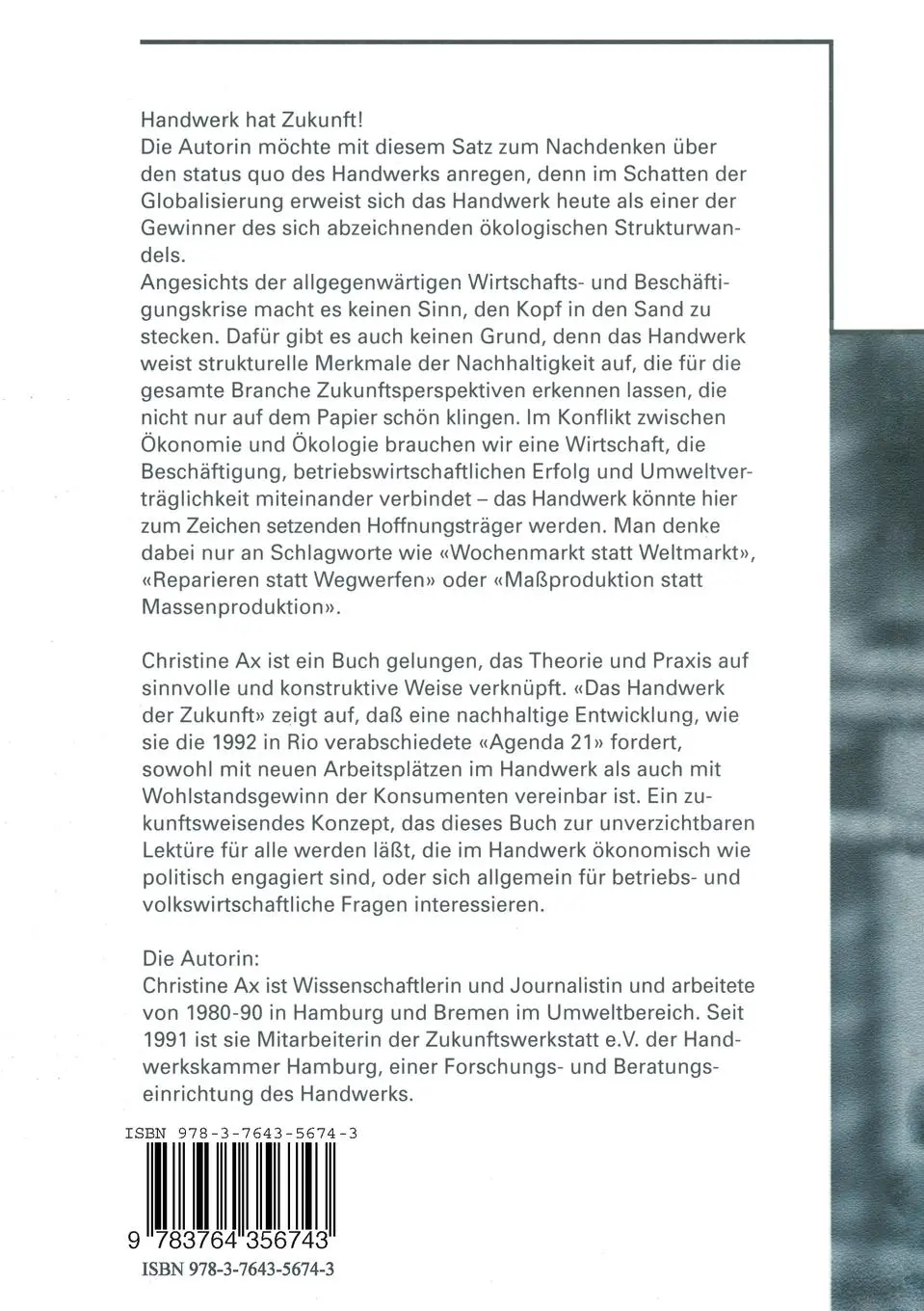 Rückseite: 9783764356743 | Das Handwerk der Zukunft | Leitbilder für nachhaltiges Wirtschaften