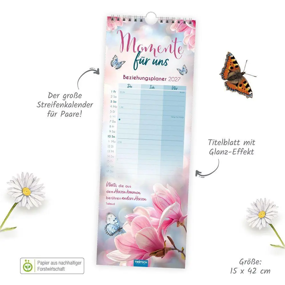 Bild: 9783988026743 | TRÖTSCH - Maxi-Streifenkalender Momente für uns 2027 | Wandkalender