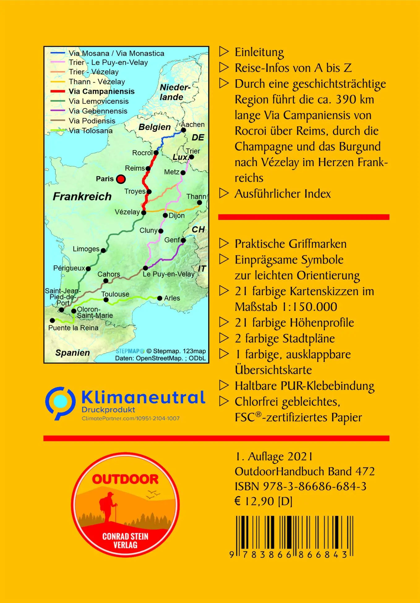 Rückseite: 9783866866843 | Frankreich: Jakobsweg Via Campaniensis | von Rocroi nach Vézelay