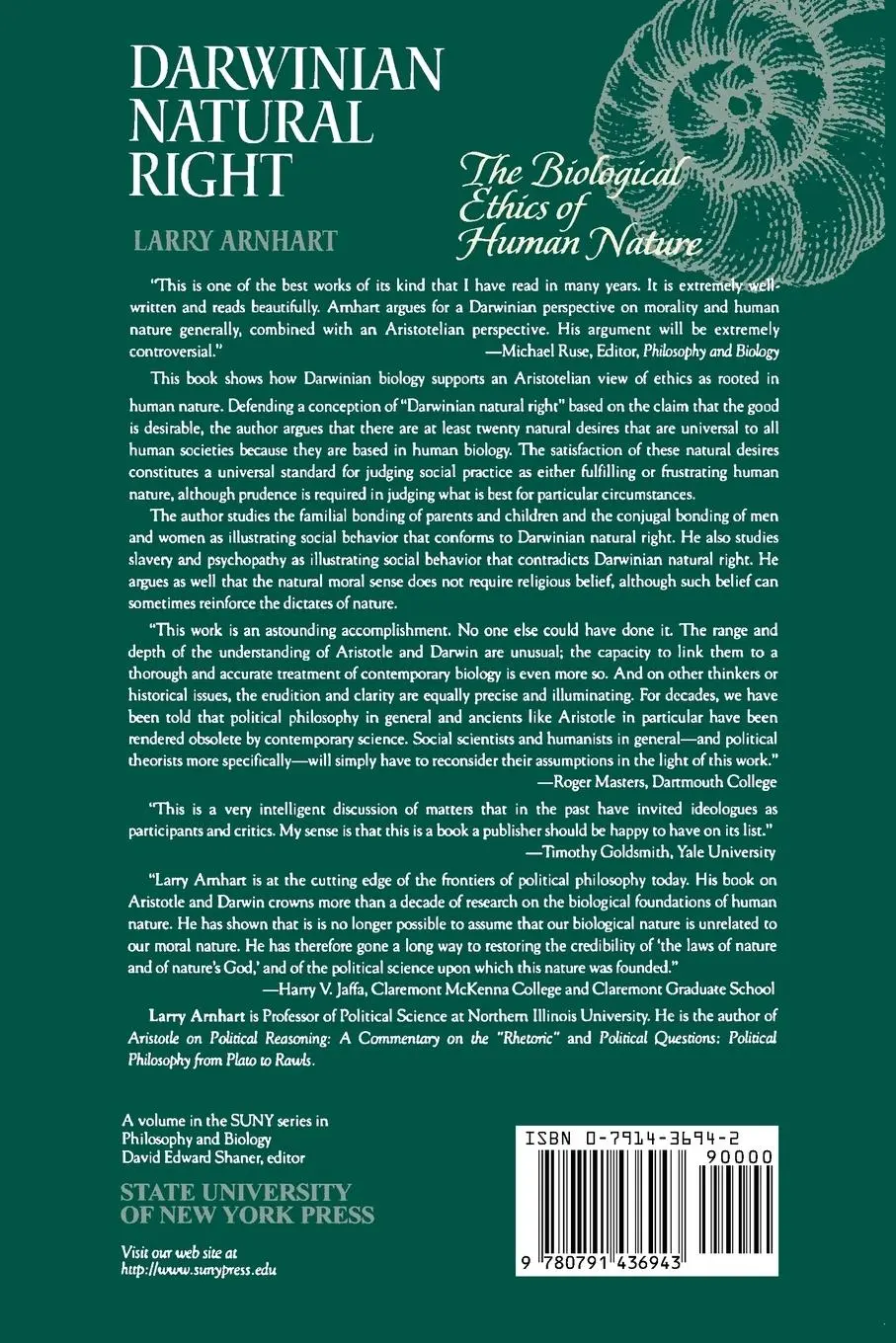 Rückseite: 9780791436943 | Darwinian Natural Right | The Biological Ethics of Human Nature | Buch