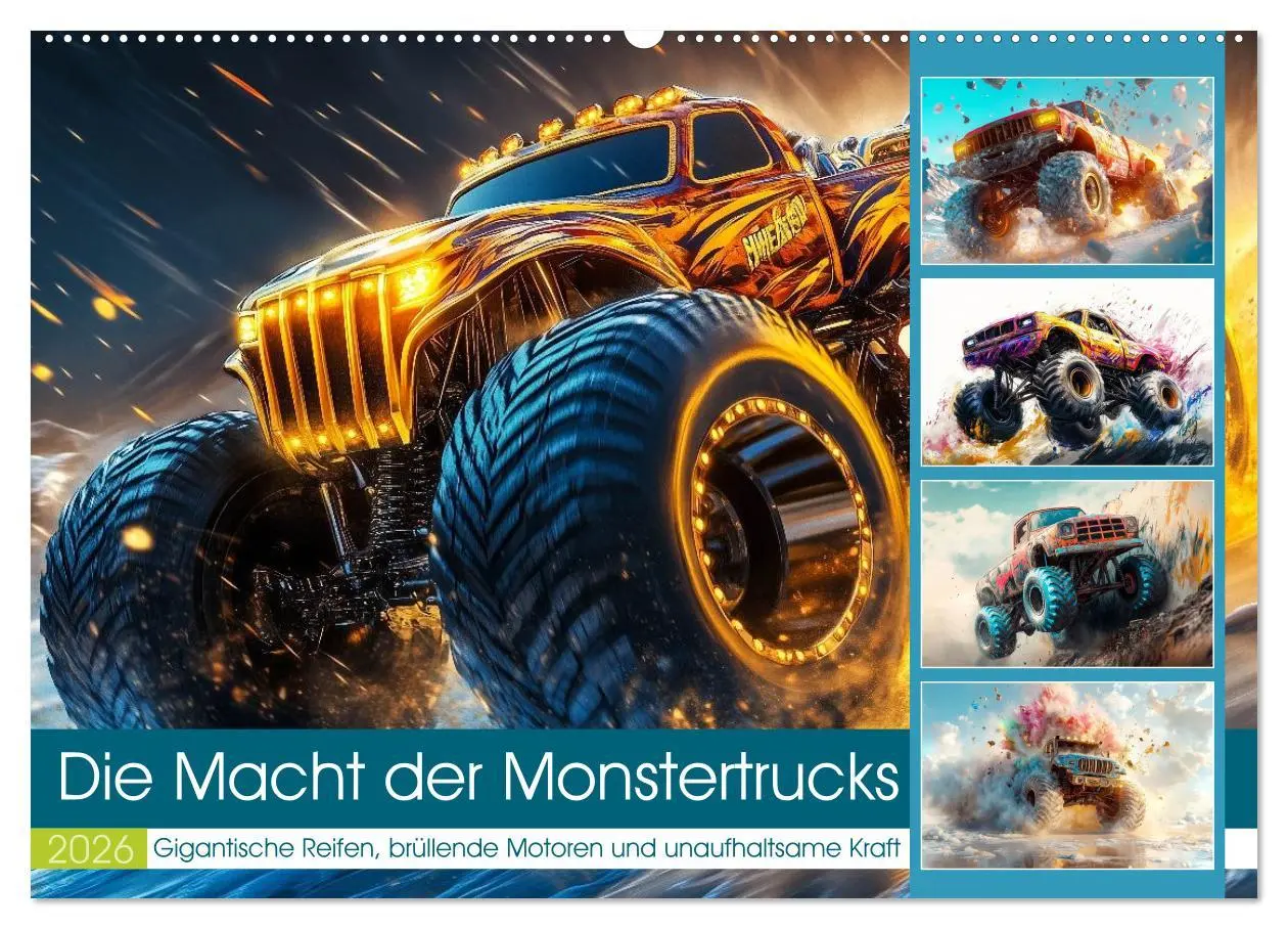 Cover: 9783457296943 | Die Macht der Monstertrucks (Wandkalender 2026 DIN A2 quer),...