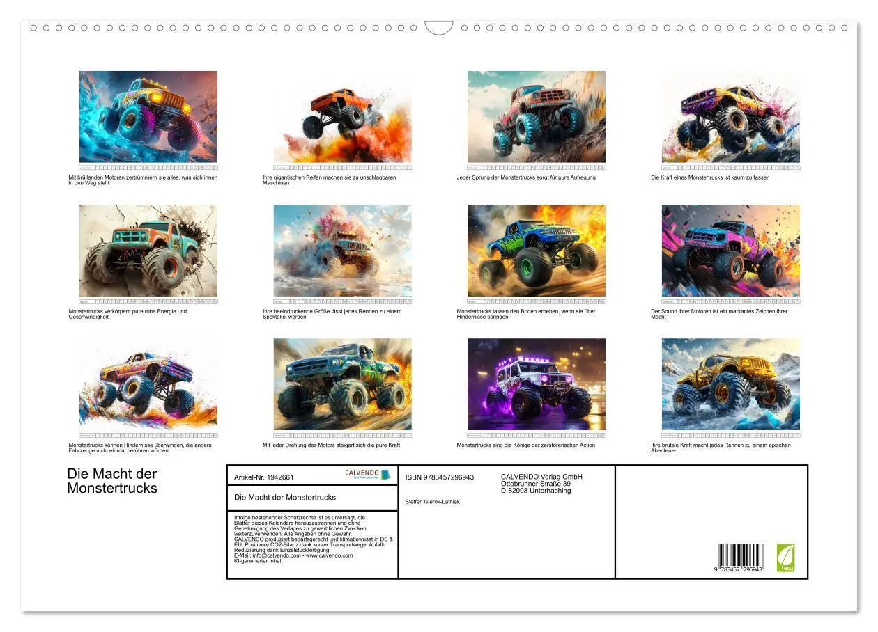 Bild: 9783457296943 | Die Macht der Monstertrucks (Wandkalender 2026 DIN A2 quer),...