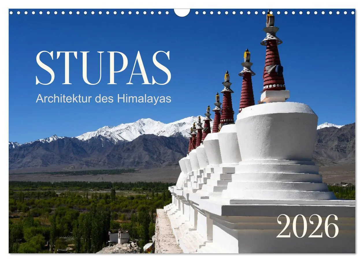 Cover: 9783457506943 | Stupas - Architektur des Himalayas (Wandkalender 2026 DIN A3 quer),...