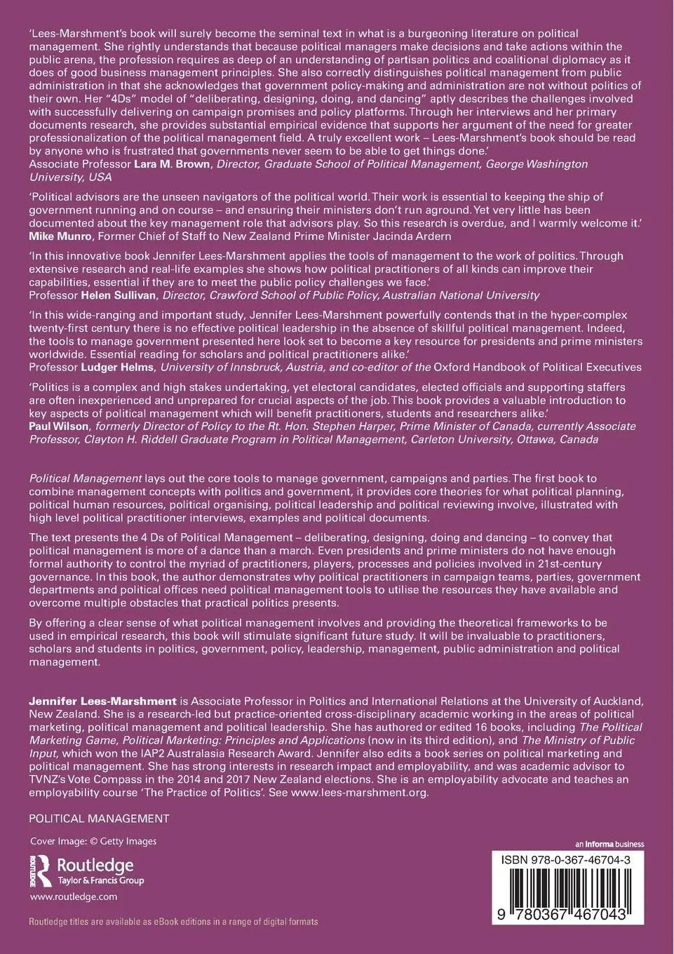 Rückseite: 9780367467043 | Political Management | The Dance of Government and Politics | Buch
