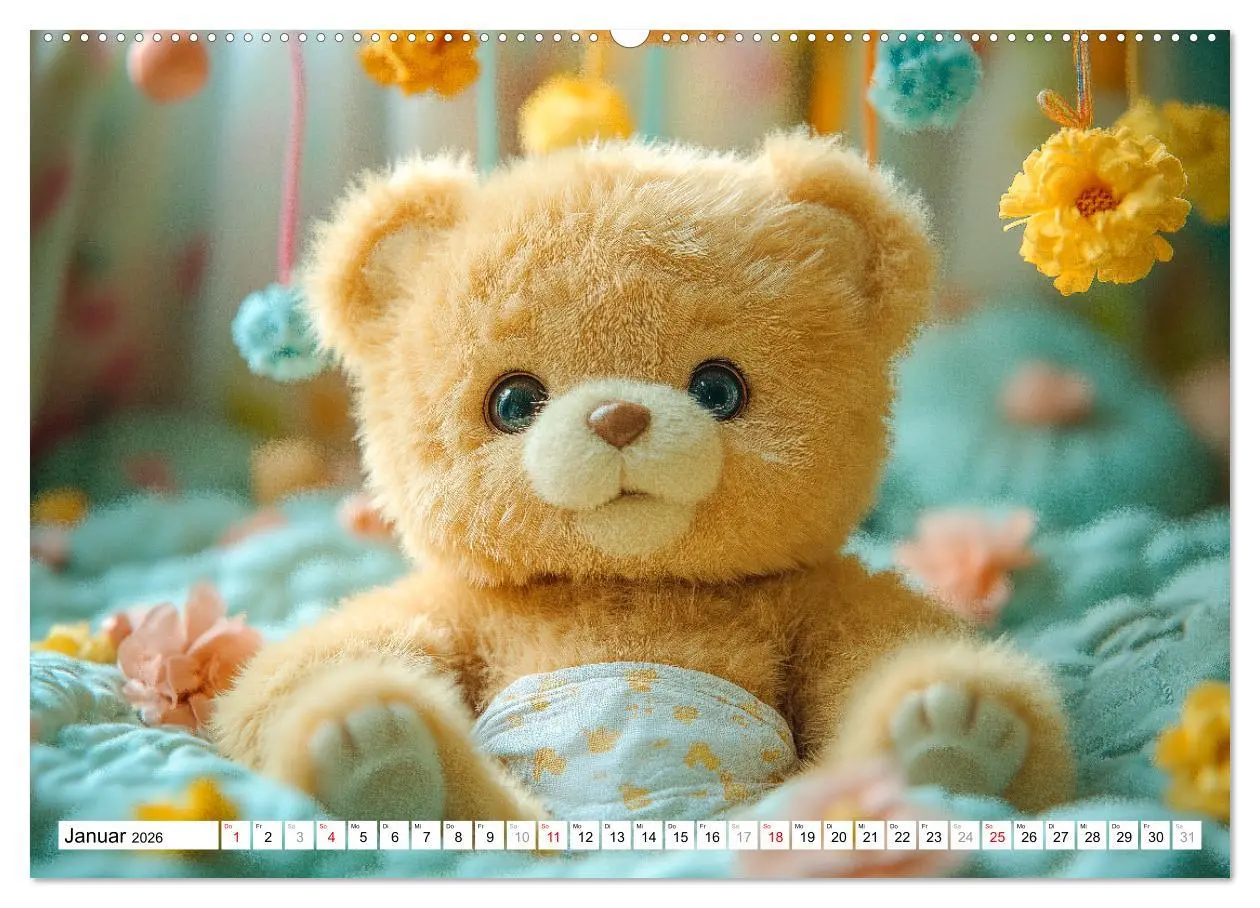 Bild: 9783457327043 | Teddy Babykalender - Jeden Monat zum Knuddeln süß (Wandkalender...