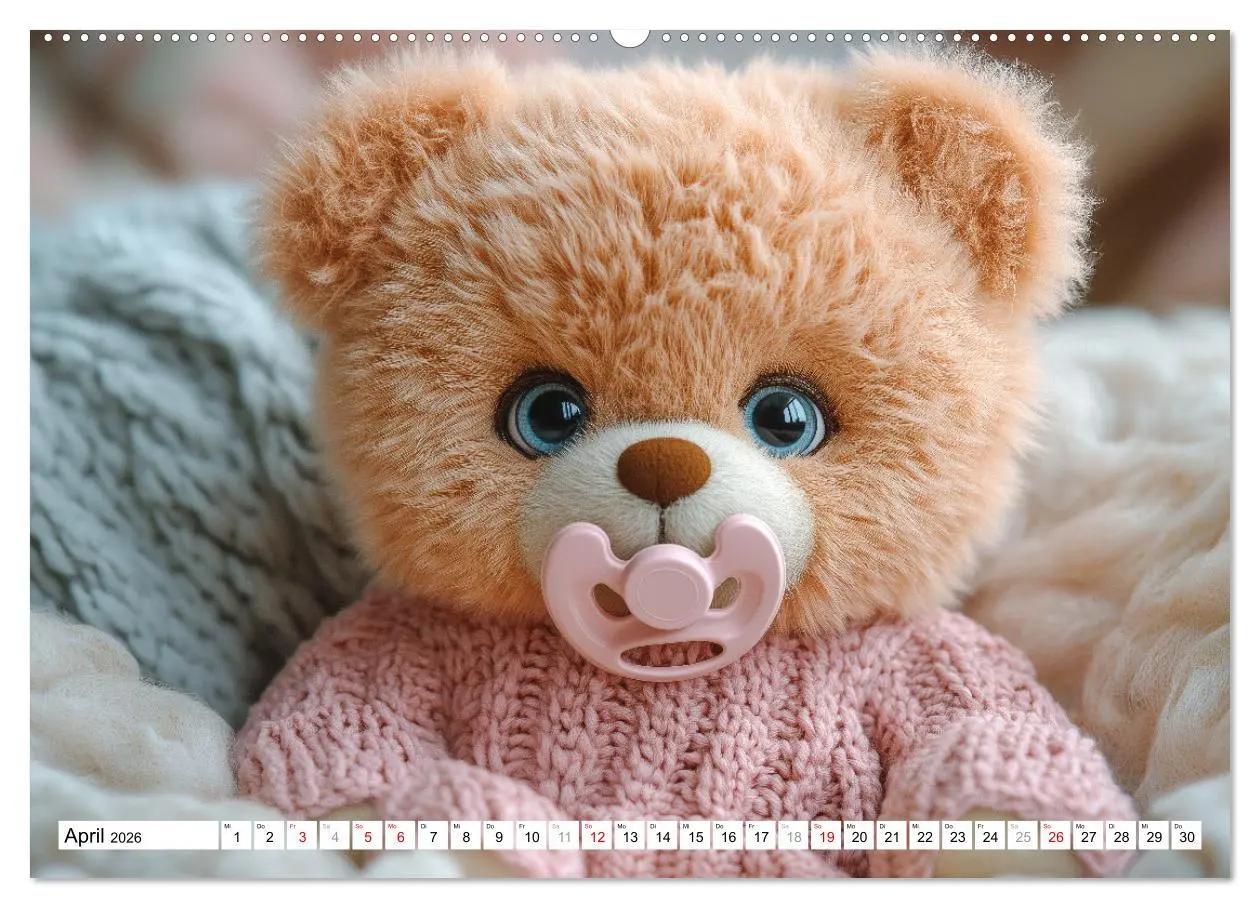 Bild: 9783457327043 | Teddy Babykalender - Jeden Monat zum Knuddeln süß (Wandkalender...