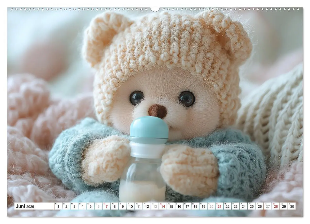 Bild: 9783457327043 | Teddy Babykalender - Jeden Monat zum Knuddeln süß (Wandkalender...
