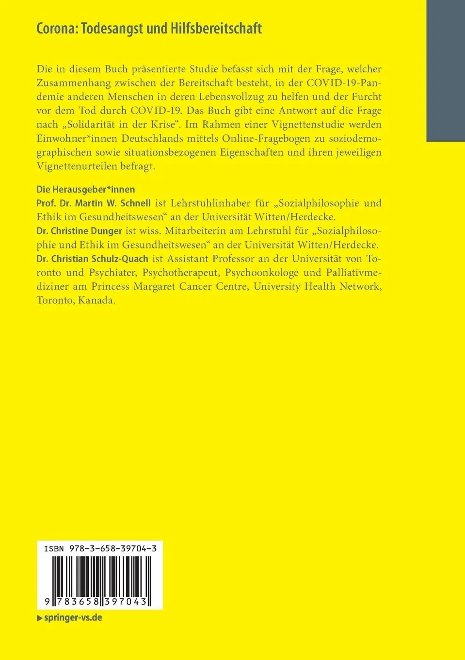Rückseite: 9783658397043 | Corona: Todesangst und Hilfsbereitschaft | Eine Vignettenstudie | Buch