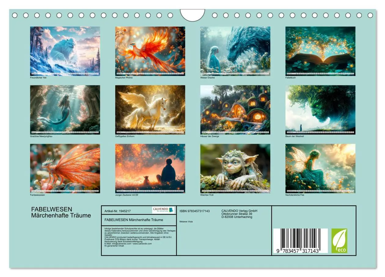 Bild: 9783457317143 | FABELWESEN Märchenhafte Träume (Wandkalender 2026 DIN A4 quer),...