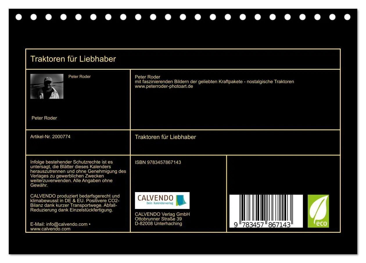 Bild: 9783457867143 | Traktoren für Liebhaber (Tischkalender 2026 DIN A5 quer), CALVENDO...