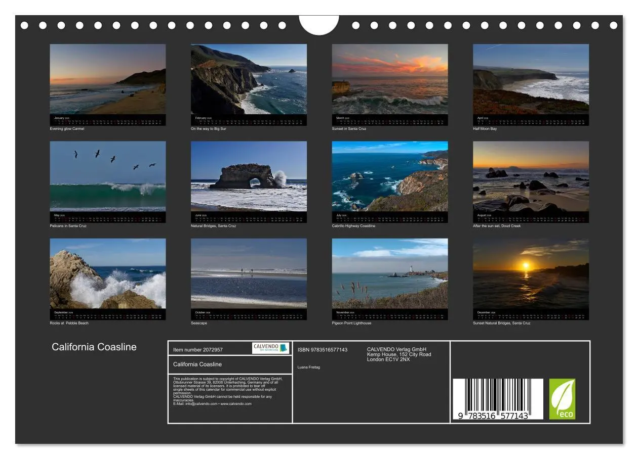 Bild: 9783516577143 | California Coasline (Wall Calendar 2026 DIN A4 landscape), CALVENDO...