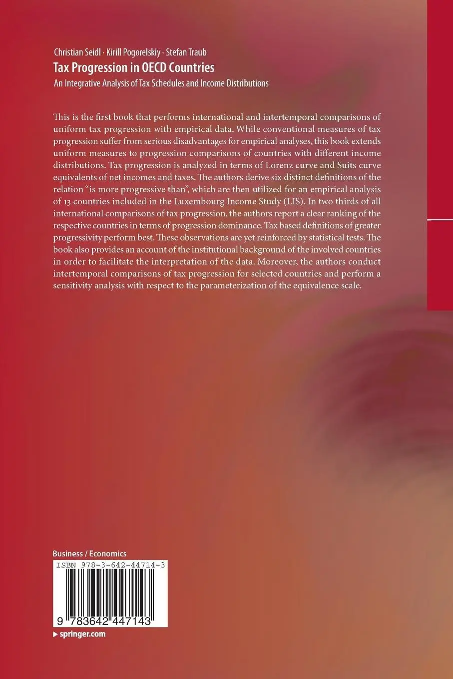 Rückseite: 9783642447143 | Tax Progression in OECD Countries | Christian Seidl (u. a.) | Buch