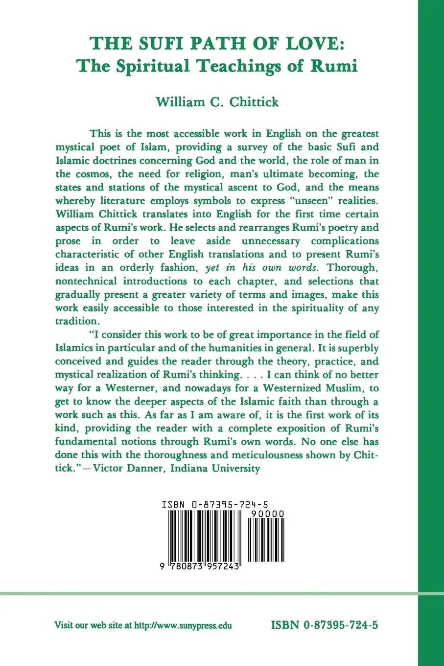 Rückseite: 9780873957243 | The Sufi Path of Love | The Spiritual Teachings of Rumi | Chittick