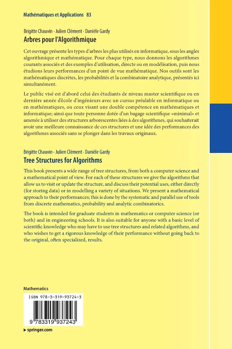 Rückseite: 9783319937243 | Arbres pour l'Algorithmique | Brigitte Chauvin (u. a.) | Taschenbuch