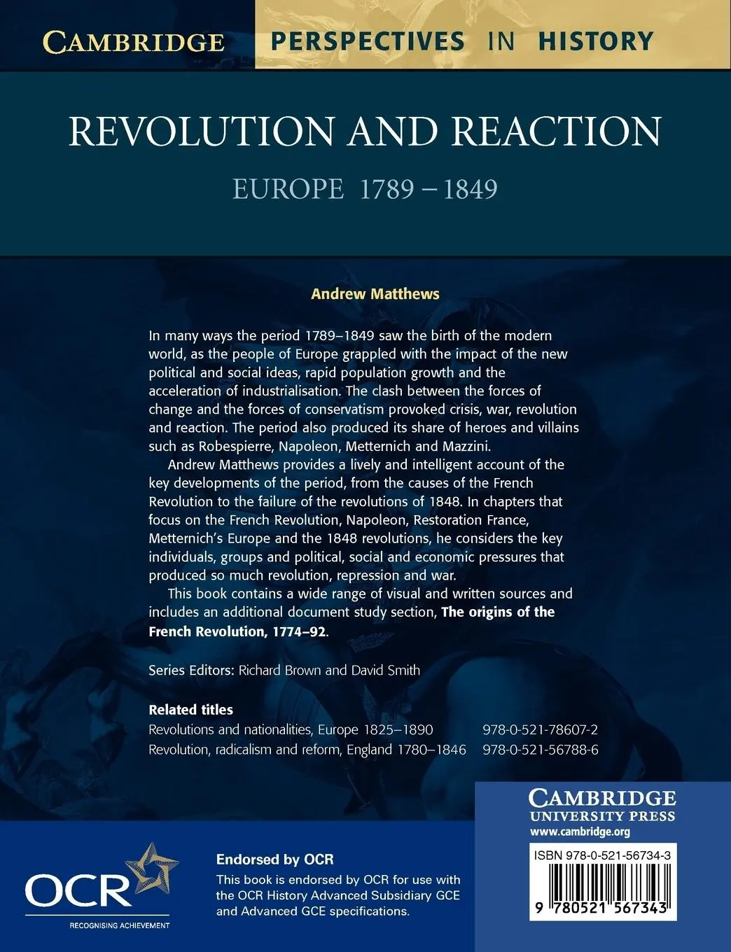 Rückseite: 9780521567343 | Revolution and Reaction | Europe 1789 1849 | Andrews Matthews | Buch