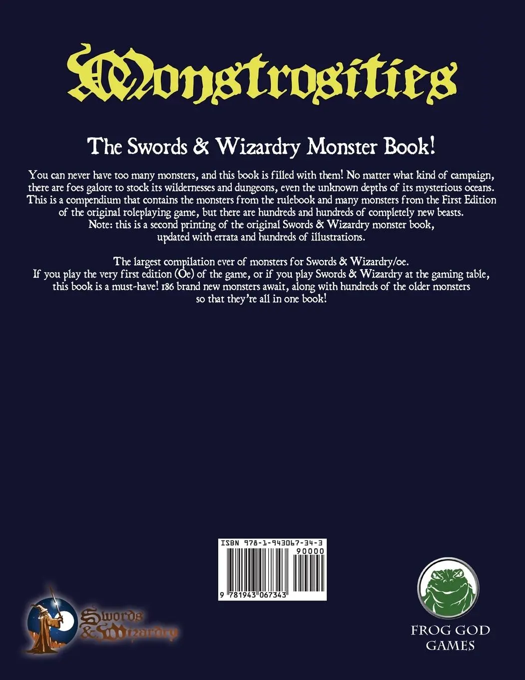Rückseite: 9781943067343 | Monstrosities | Swords and Wizardry | Matt J Finch (u. a.) | Buch