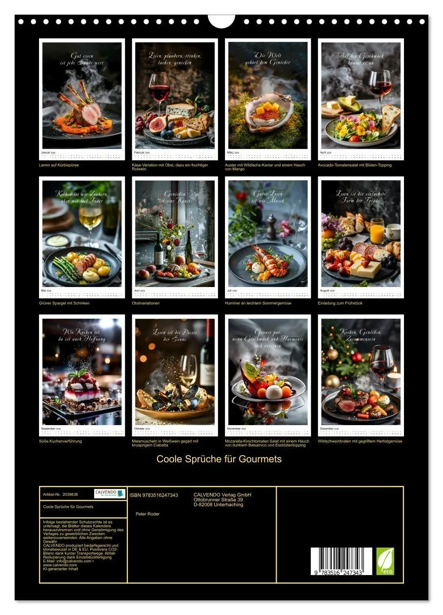 Bild: 9783516247343 | Coole Sprüche für Gourmets (Wandkalender 2026 DIN A3 hoch),...