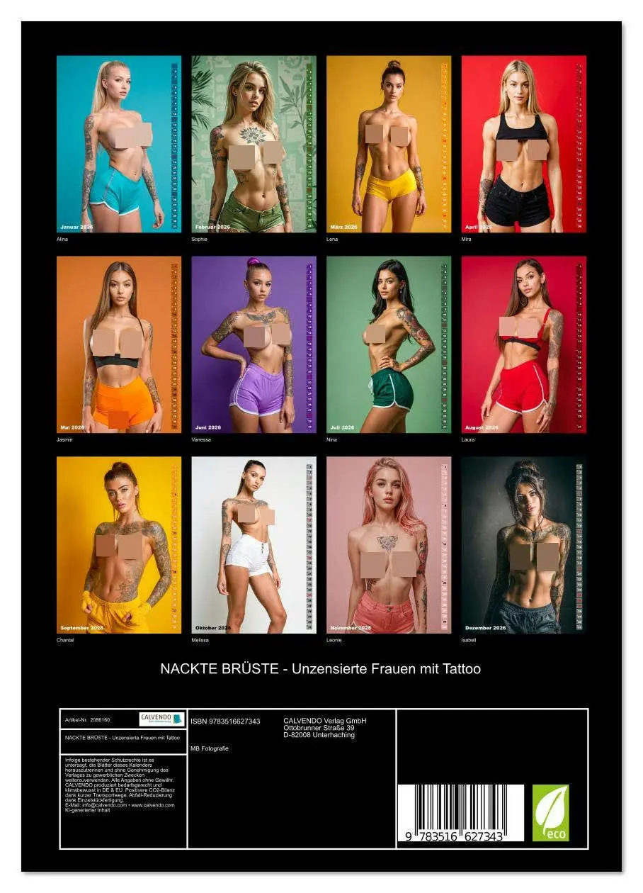 Bild: 9783516627343 | NACKTE BRÜSTE - Unzensierte Frauen mit Tattoo (Wandkalender 2026...