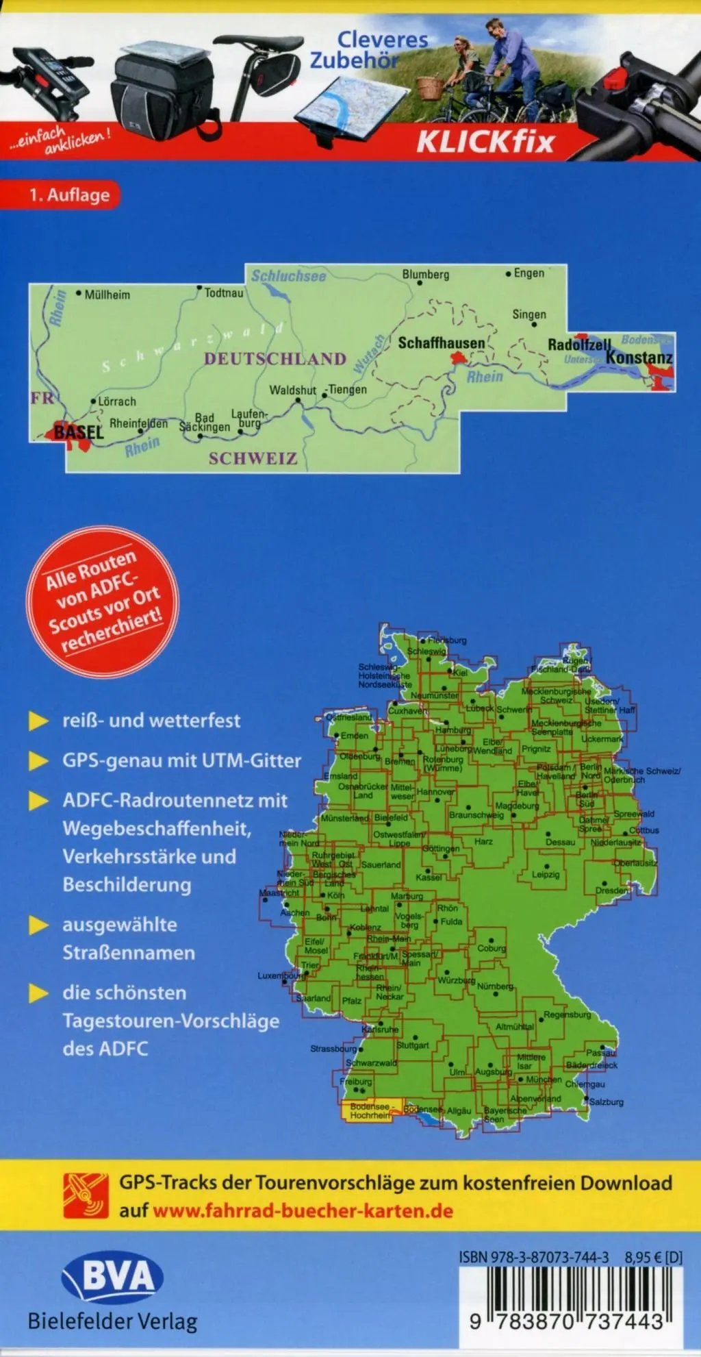 Bild: 9783870737443 | ADFC-Regionalkarte Bodensee-Hochrhein von Konstanz nach Basel 1:60.000