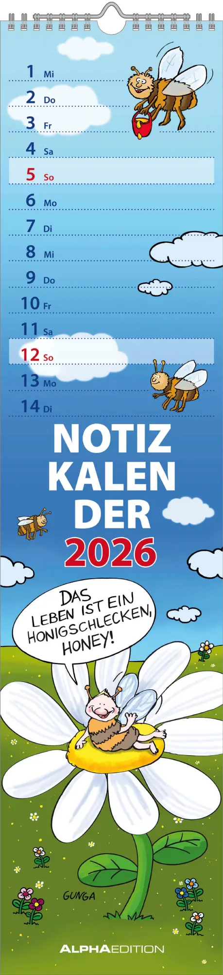 Cover: 4069095007543 | Notizkalender Humor 2026 - Streifenplaner 15x64 cm - Wandkalender -...