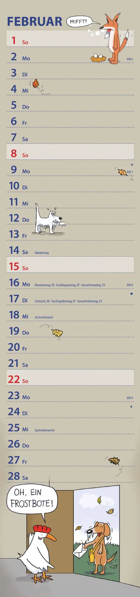 Bild: 4069095007543 | Notizkalender Humor 2026 - Streifenplaner 15x64 cm - Wandkalender -...