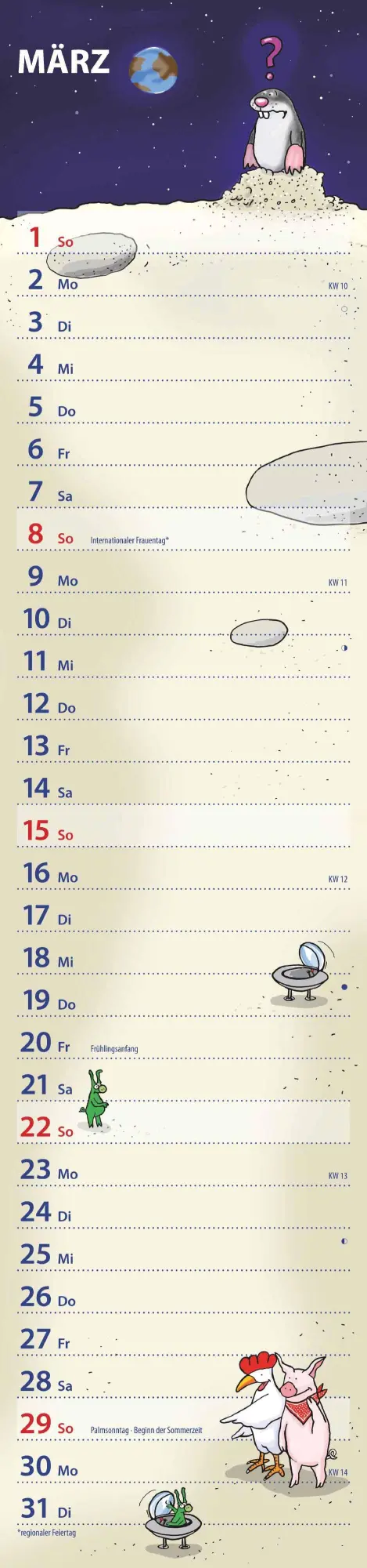 Bild: 4069095007543 | Notizkalender Humor 2026 - Streifenplaner 15x64 cm - Wandkalender -...