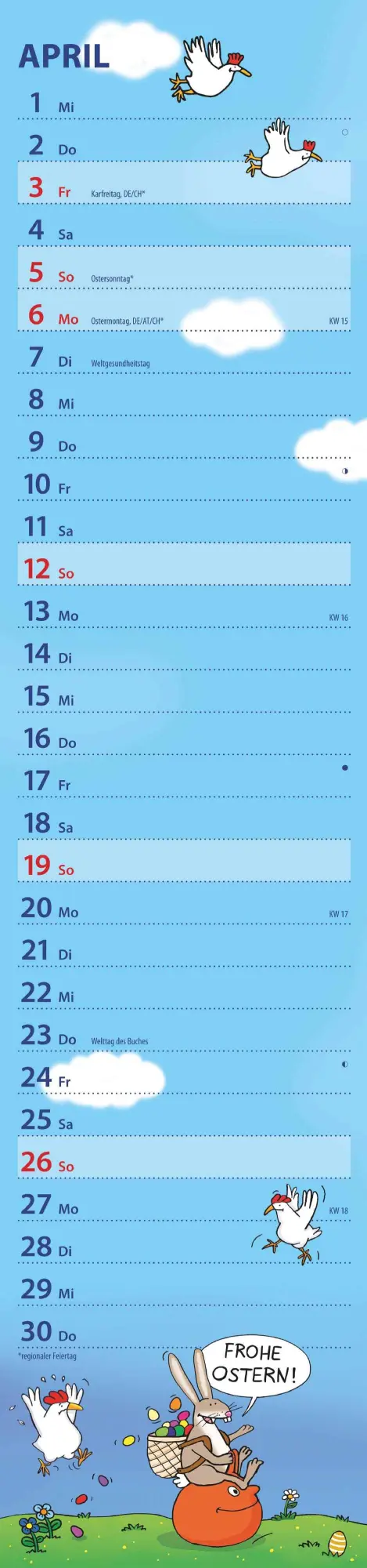 Bild: 4069095007543 | Notizkalender Humor 2026 - Streifenplaner 15x64 cm - Wandkalender -...