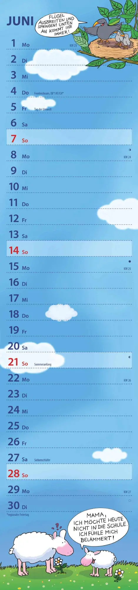 Bild: 4069095007543 | Notizkalender Humor 2026 - Streifenplaner 15x64 cm - Wandkalender -...