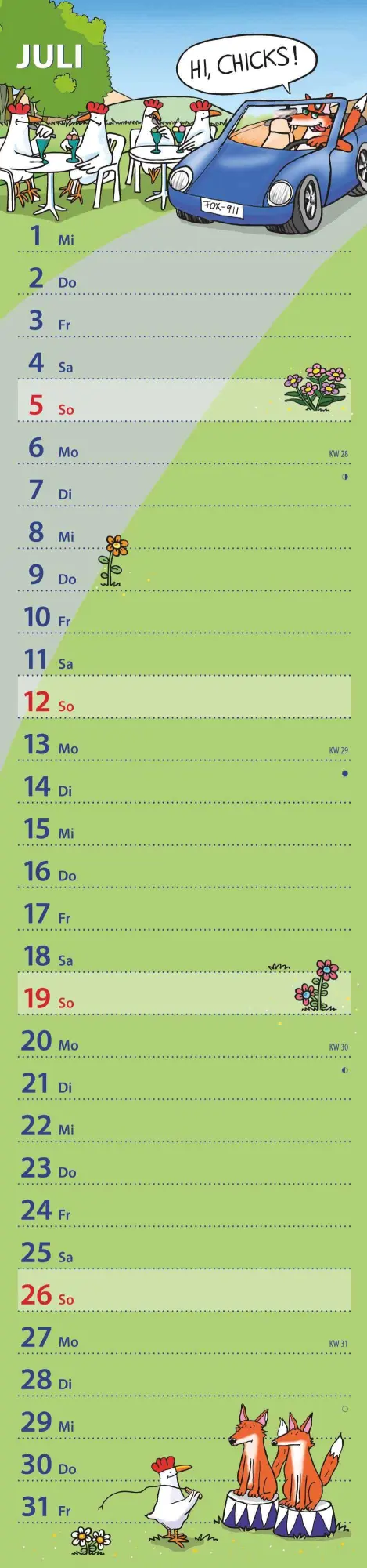 Bild: 4069095007543 | Notizkalender Humor 2026 - Streifenplaner 15x64 cm - Wandkalender -...