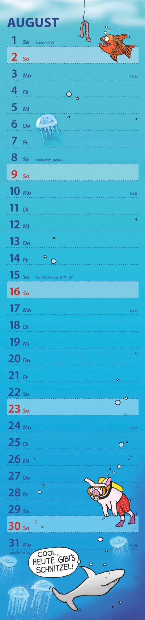 Bild: 4069095007543 | Notizkalender Humor 2026 - Streifenplaner 15x64 cm - Wandkalender -...