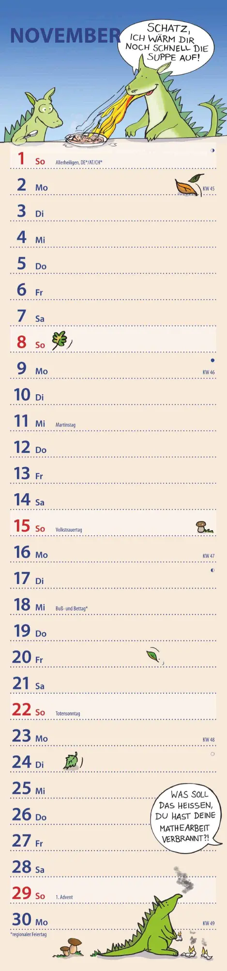 Bild: 4069095007543 | Notizkalender Humor 2026 - Streifenplaner 15x64 cm - Wandkalender -...