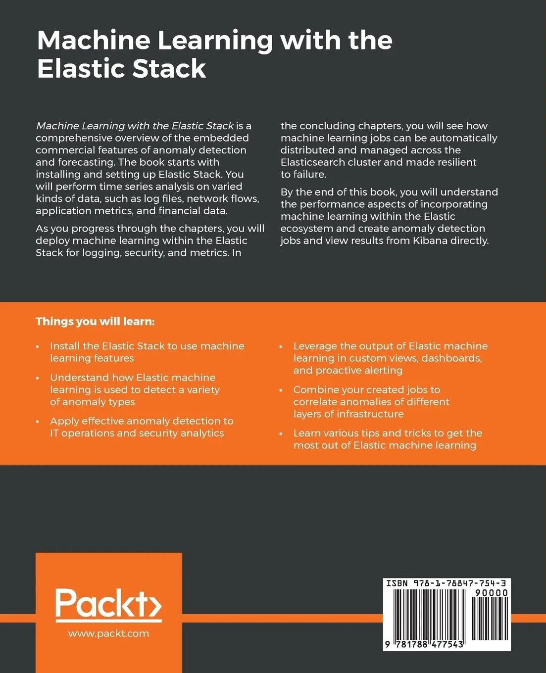 Rückseite: 9781788477543 | Machine Learning with the Elastic Stack | Bahaaldine Azarmi (u. a.)
