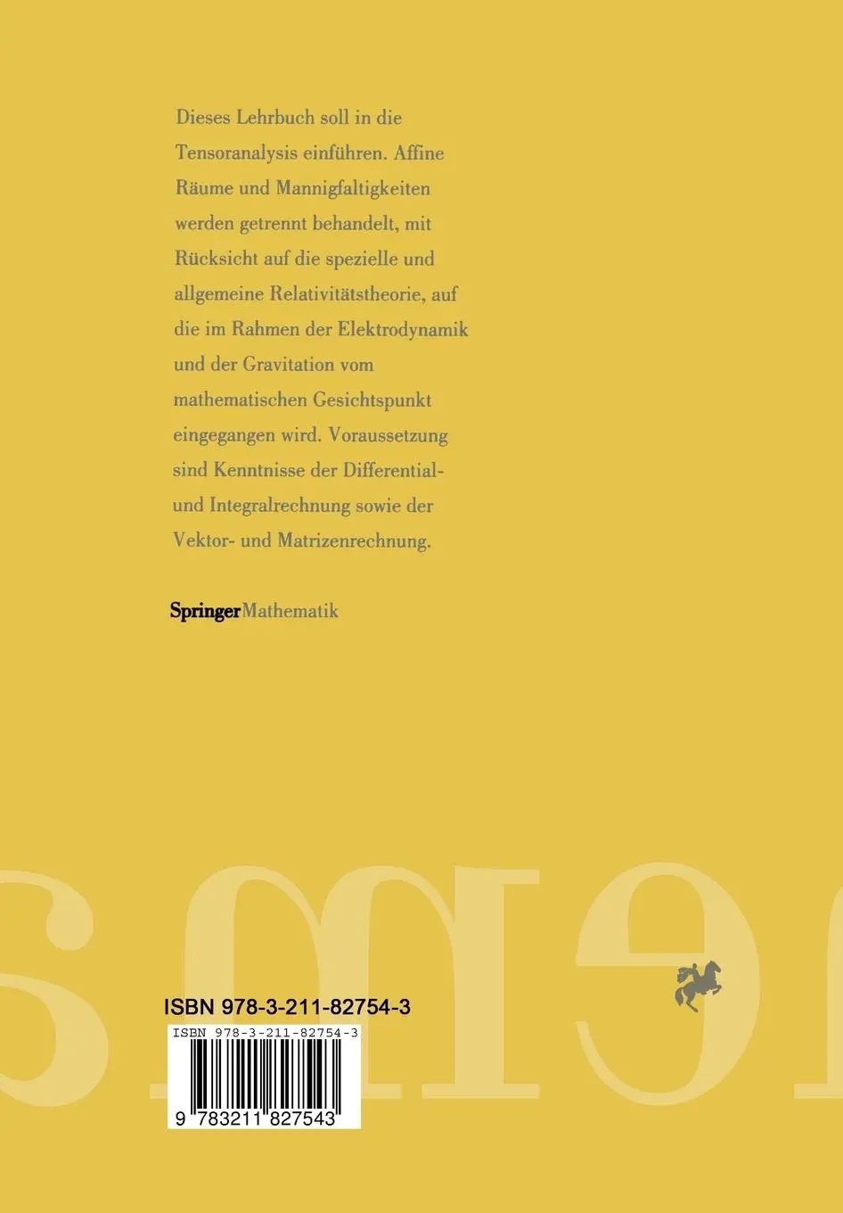 Rückseite: 9783211827543 | Tensoren und Felder | Hans-Jörg Dirschmid | Taschenbuch | viii | 1995
