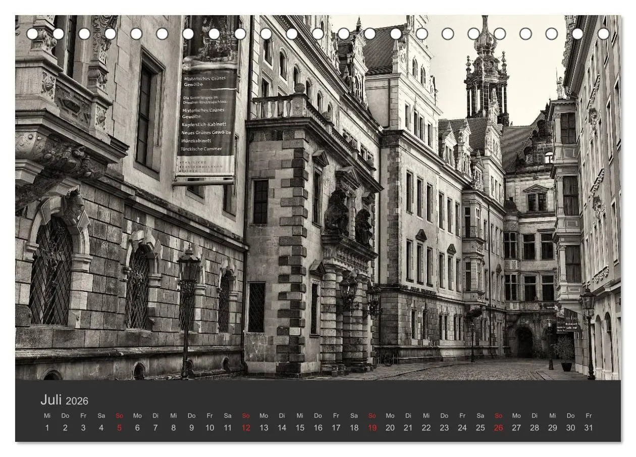 Bild: 9783516157543 | Dresden Schwarz Weiss 2026 (Tischkalender 2026 DIN A5 quer),...