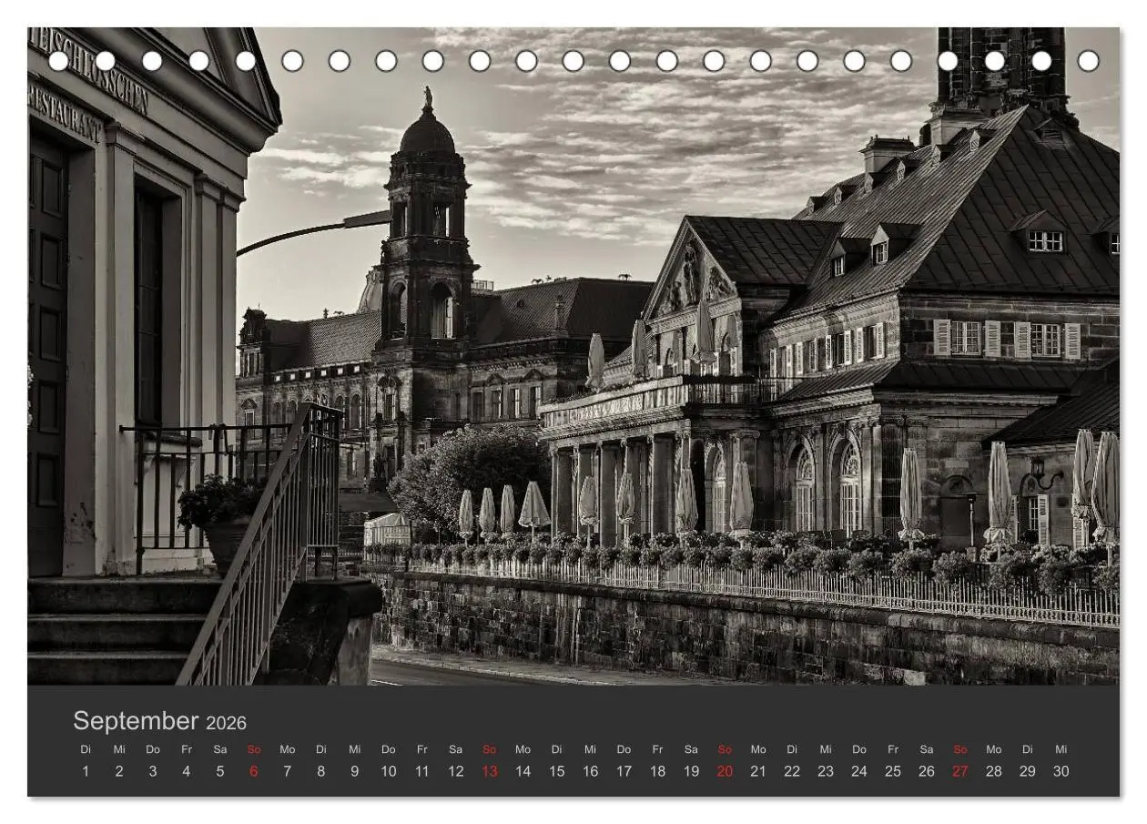 Bild: 9783516157543 | Dresden Schwarz Weiss 2026 (Tischkalender 2026 DIN A5 quer),...