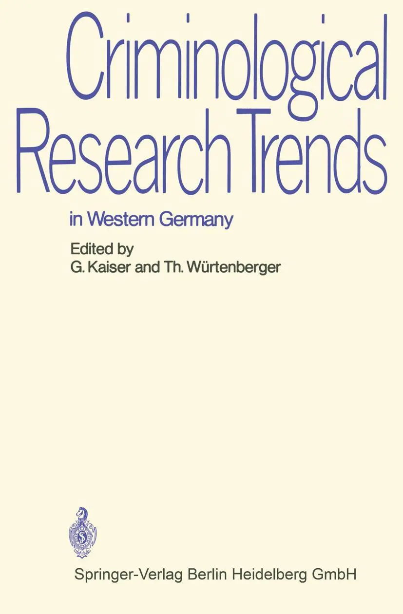 Cover: 9783540057543 | Criminological Research Trends in Western Germany | G. Kaiser (u. a.)