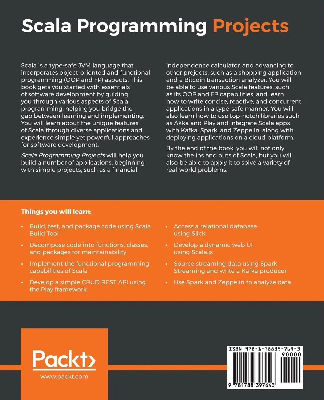 Rückseite: 9781788397643 | Scala Programming Projects | Mikaël Valot (u. a.) | Taschenbuch | 2018