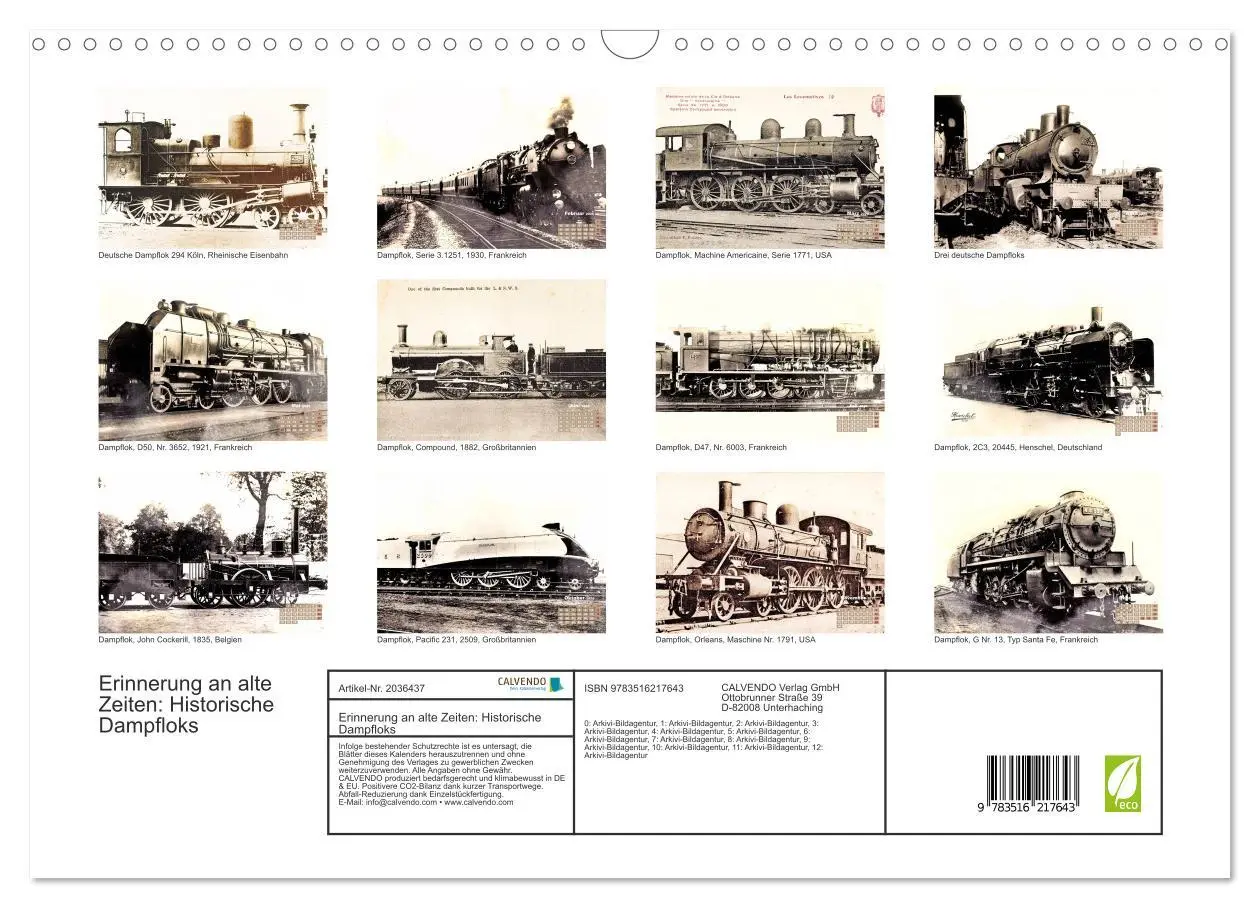Bild: 9783516217643 | Erinnerung an alte Zeiten: Historische Dampfloks (Wandkalender 2026...