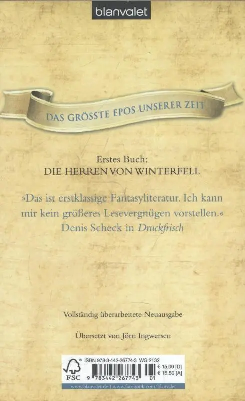 Rückseite: 9783442267743 | Das Lied von Eis und Feuer 01. Die Herren von Winterfell | Martin