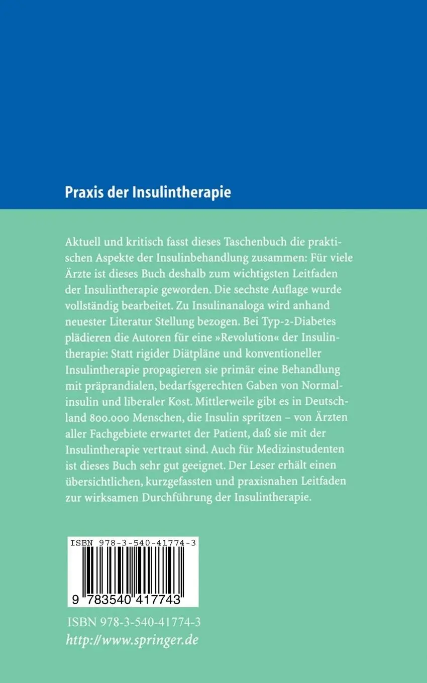 Rückseite: 9783540417743 | Praxis der Insulintherapie | M. Berger (u. a.) | Taschenbuch | xi