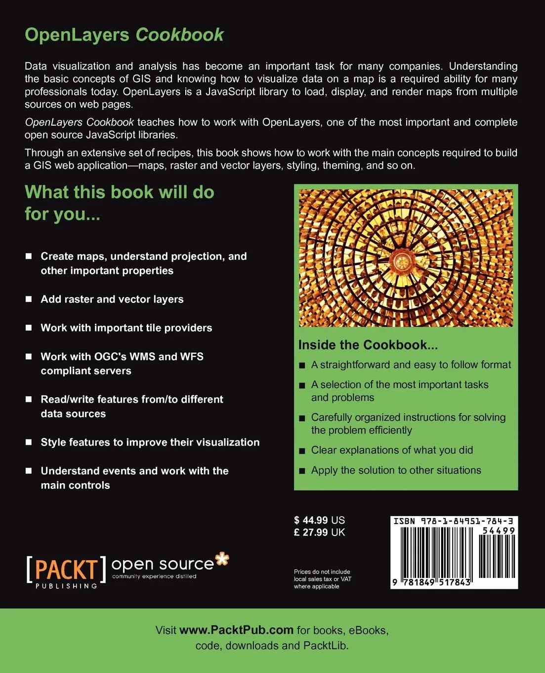 Rückseite: 9781849517843 | Openlayers Cookbook | Antonio Santiago Perez (u. a.) | Taschenbuch