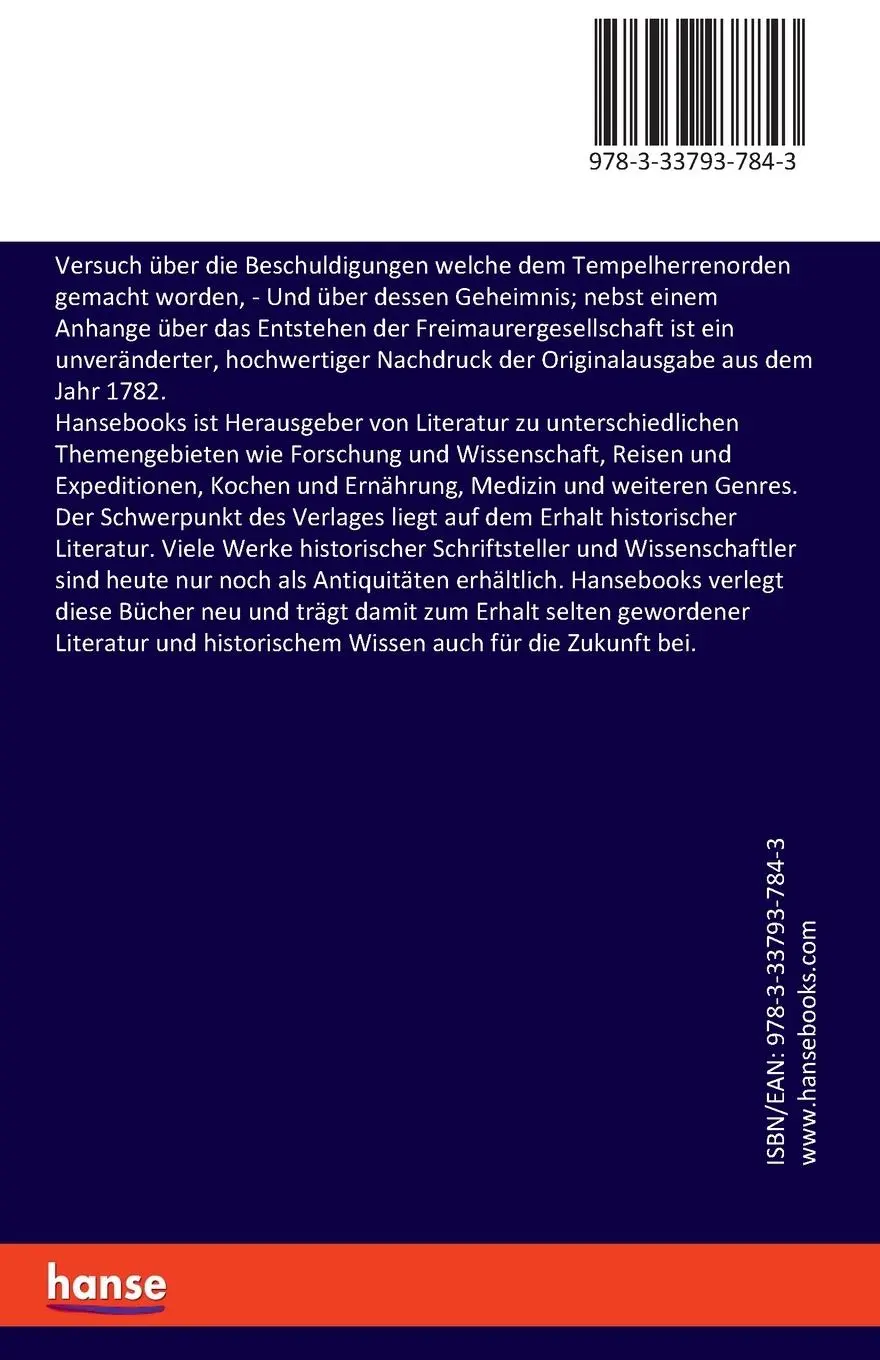 Rückseite: 9783337937843 | Versuch über die Beschuldigungen welche dem Tempelherrenorden...