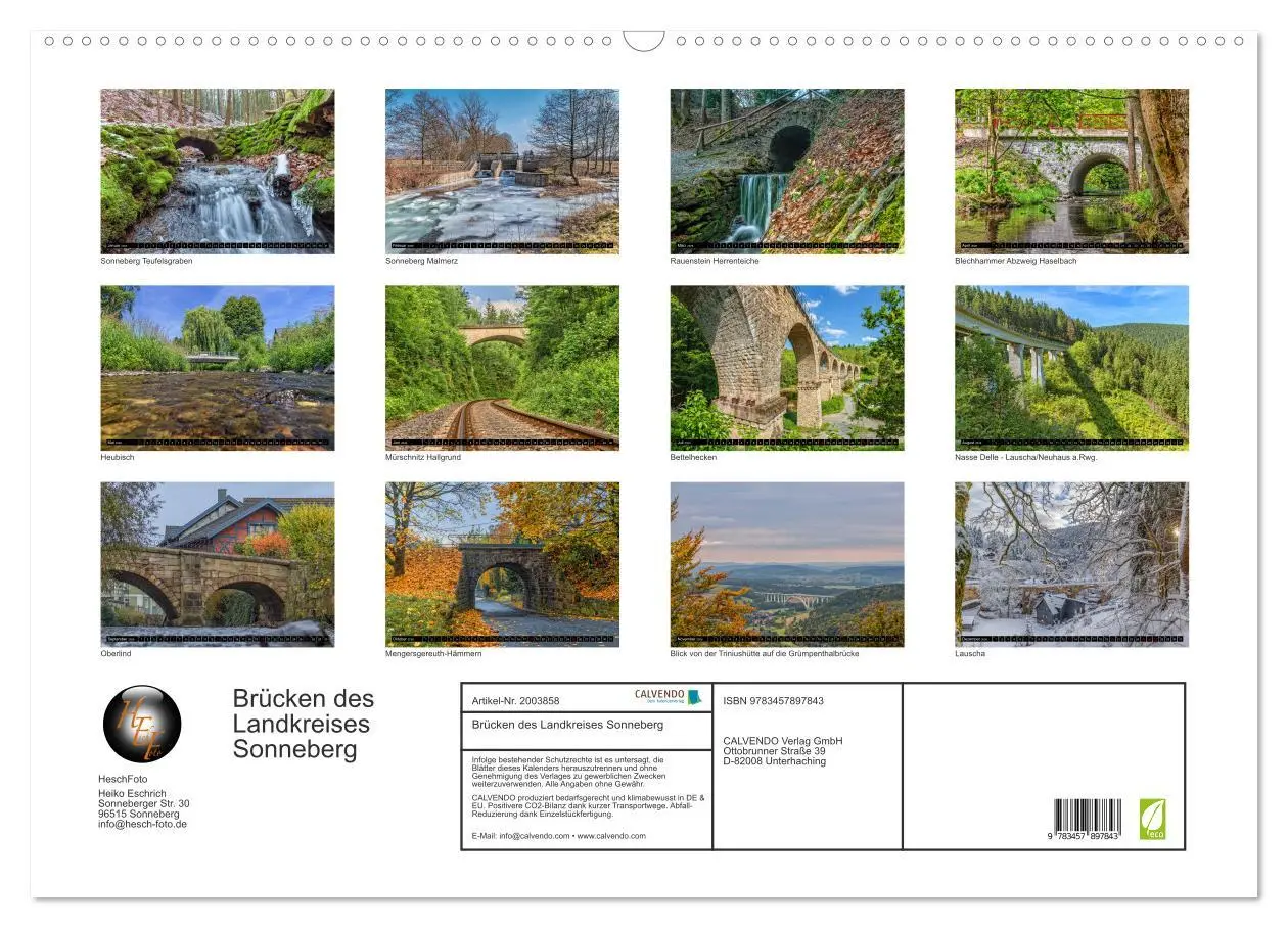Bild: 9783457897843 | Brücken des Landkreises Sonneberg (Wandkalender 2026 DIN A2 quer),...