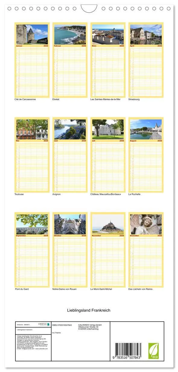 Bild: 9783516507843 | Familienplaner 2026 - Lieblingsland Frankreich mit 5 Spalten...